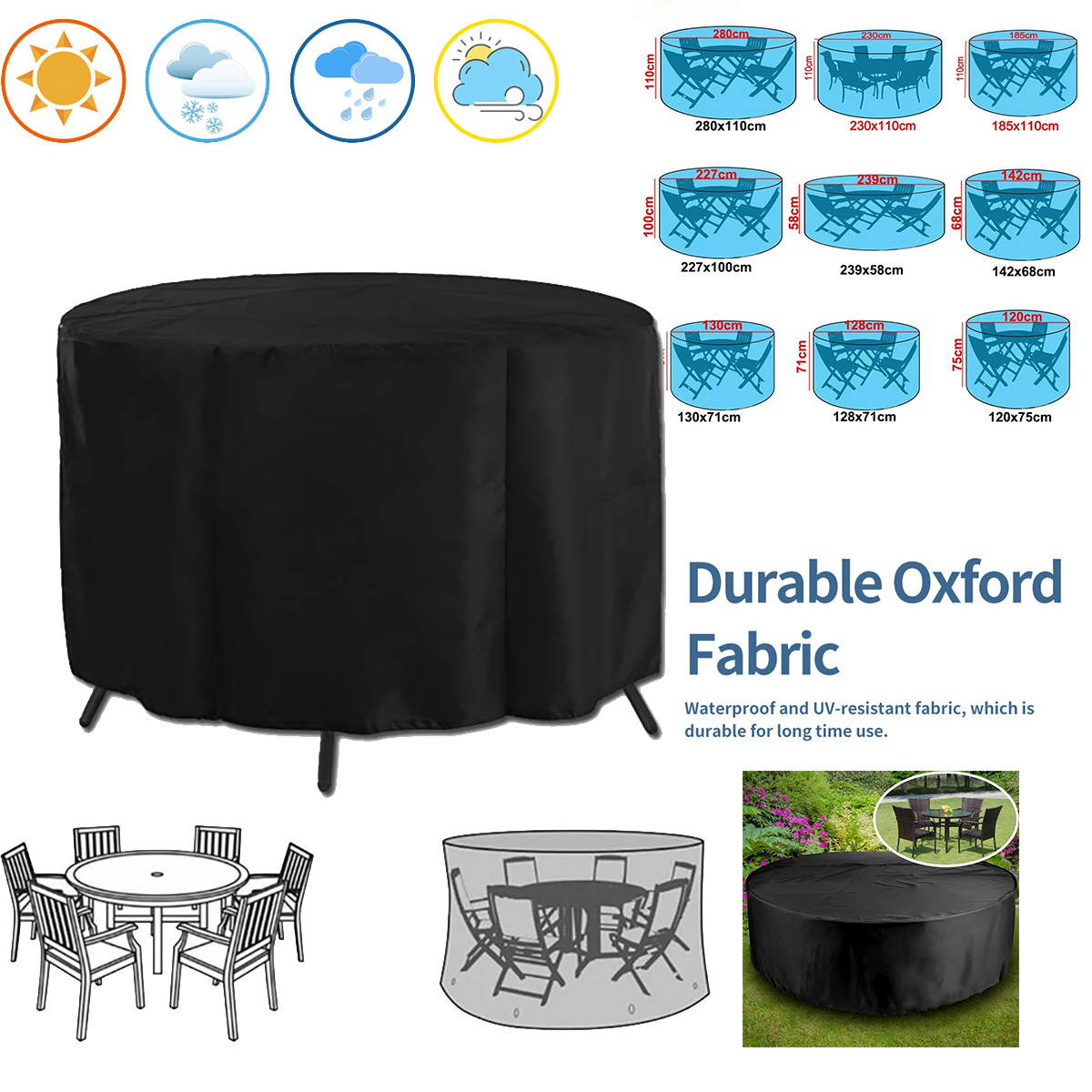 Outdoor Furniture Sunbrella - Round Cover Round Outdoor Garden Furniture