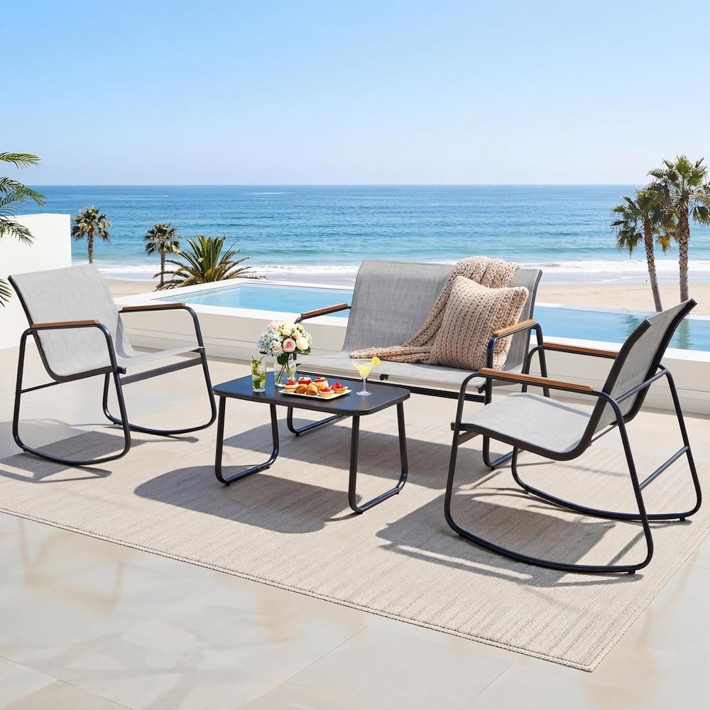 Outdoor Furniture Grey - 4-Piece Outdoor Patio Furniture Set with