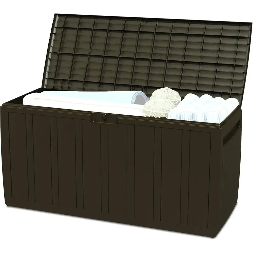 Outdoor Furniture With Storage For Cushions - 71 Gallon Brown Outdoor Storage Bin