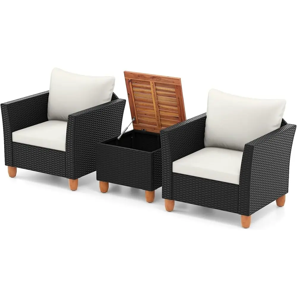 Outdoor Furniture With Storage For Cushions - 3-Piece Outdoor Patio Furniture Set with