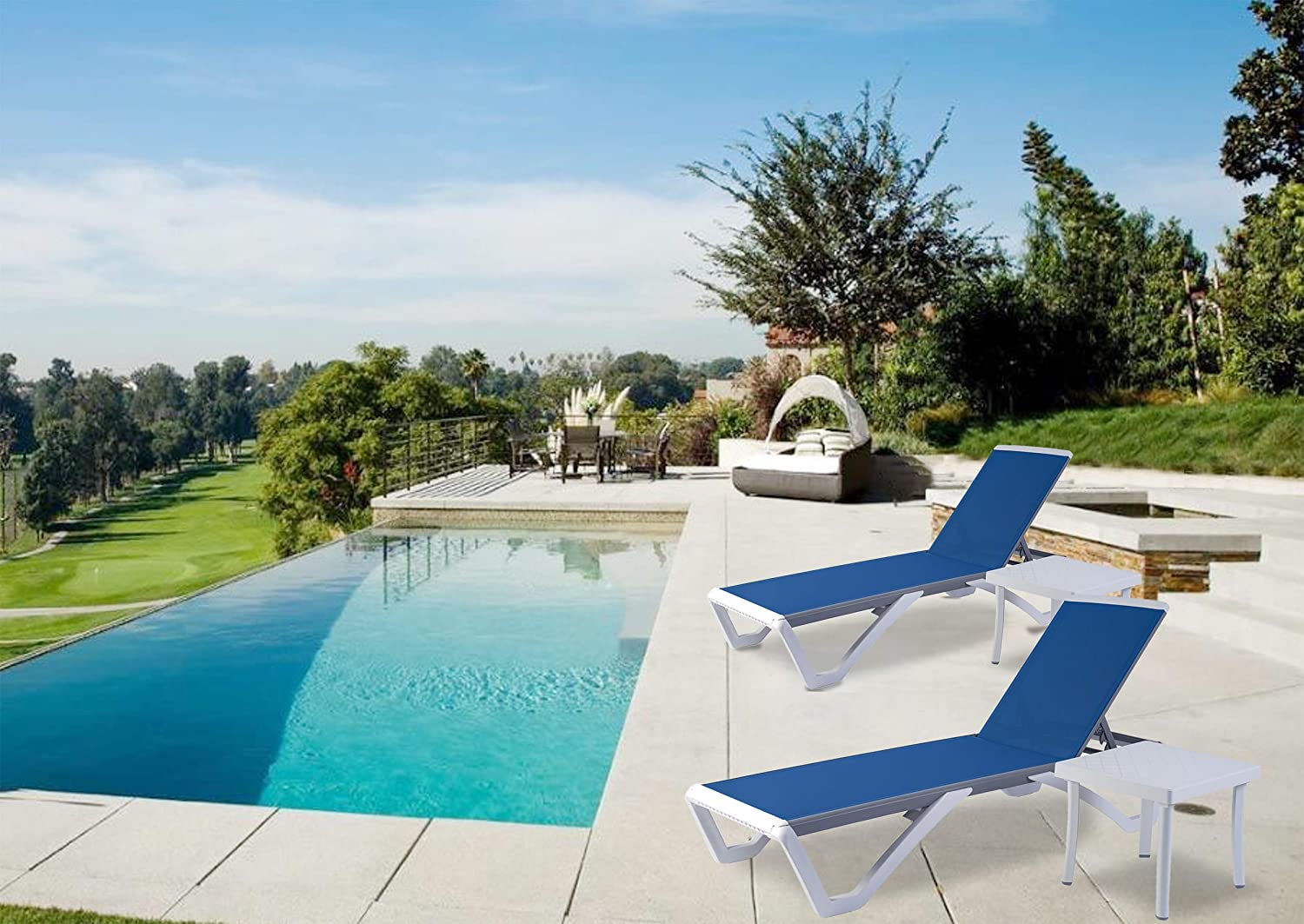 *Teslin Patio Chaise Lounge Ch - Rattan Lounge Set ulasan dan harga