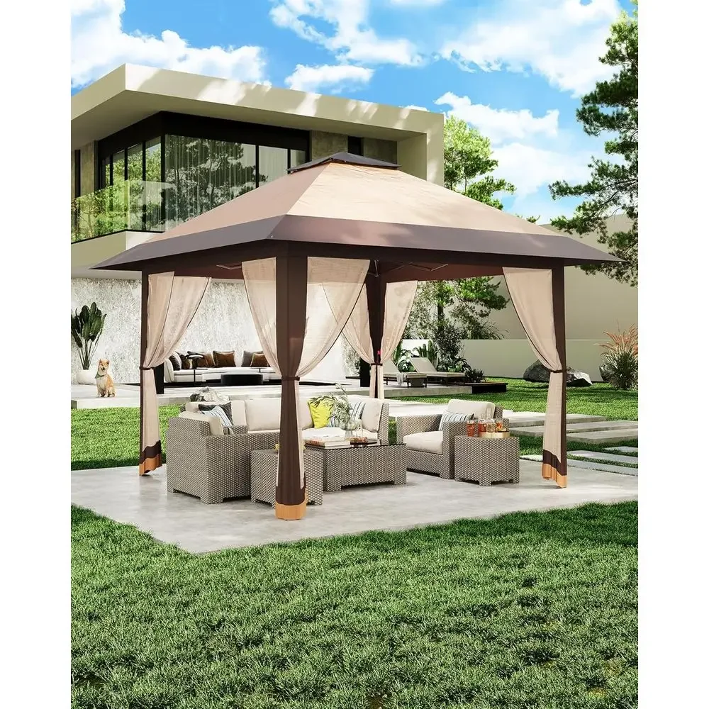 13x13 Outdoor Gazebo with Mesh - Outdoor Furniture Gazebo ulasan dan harga
