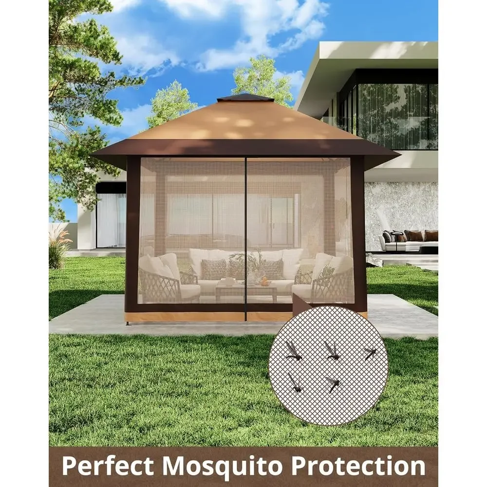13x13 Outdoor Gazebo with Mesh - Outdoor Furniture Gazebo ulasan dan harga