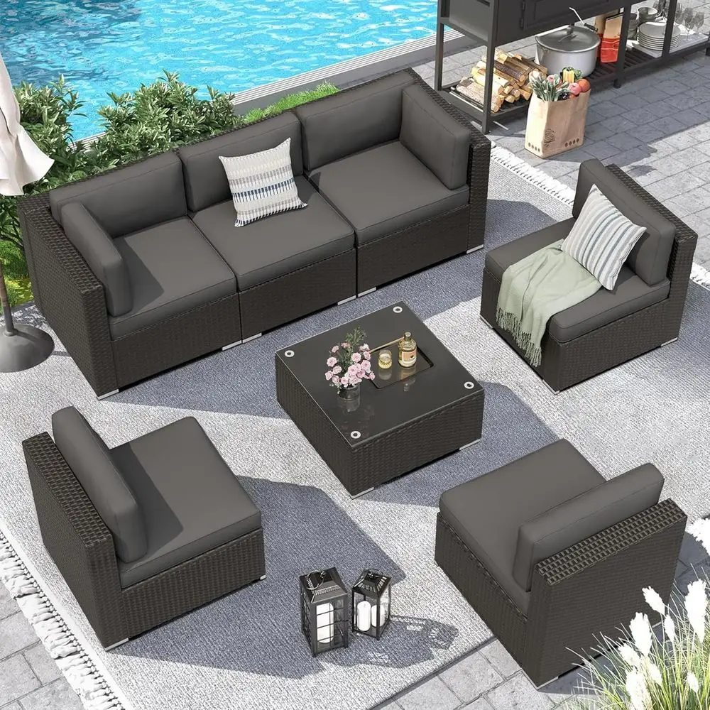 7-Piece Outdoor Patio Furnitur - Outdoor Furniture Grey ulasan dan harga