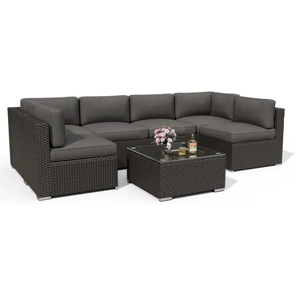 7-Piece Outdoor Patio Furnitur - Outdoor Furniture Grey ulasan dan harga