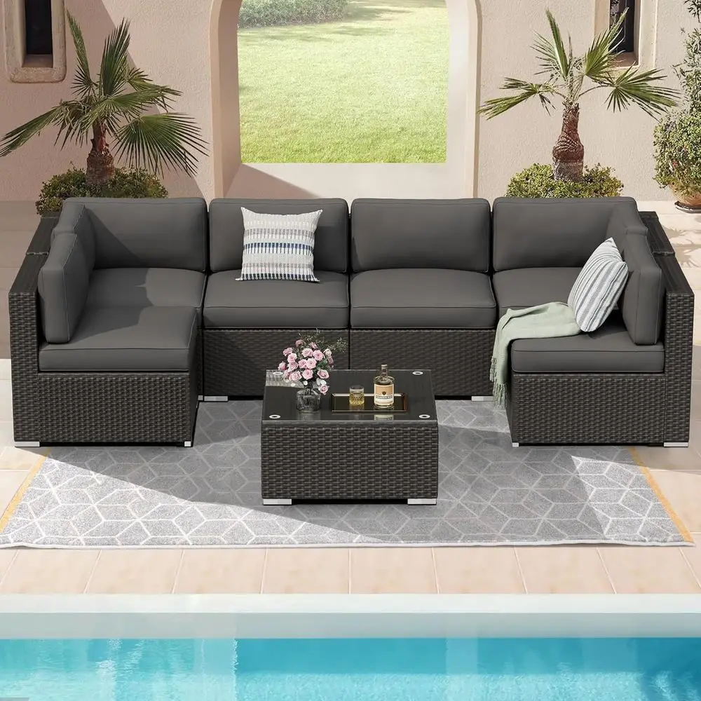 7-Piece Outdoor Patio Furnitur - Outdoor Furniture Grey ulasan dan harga