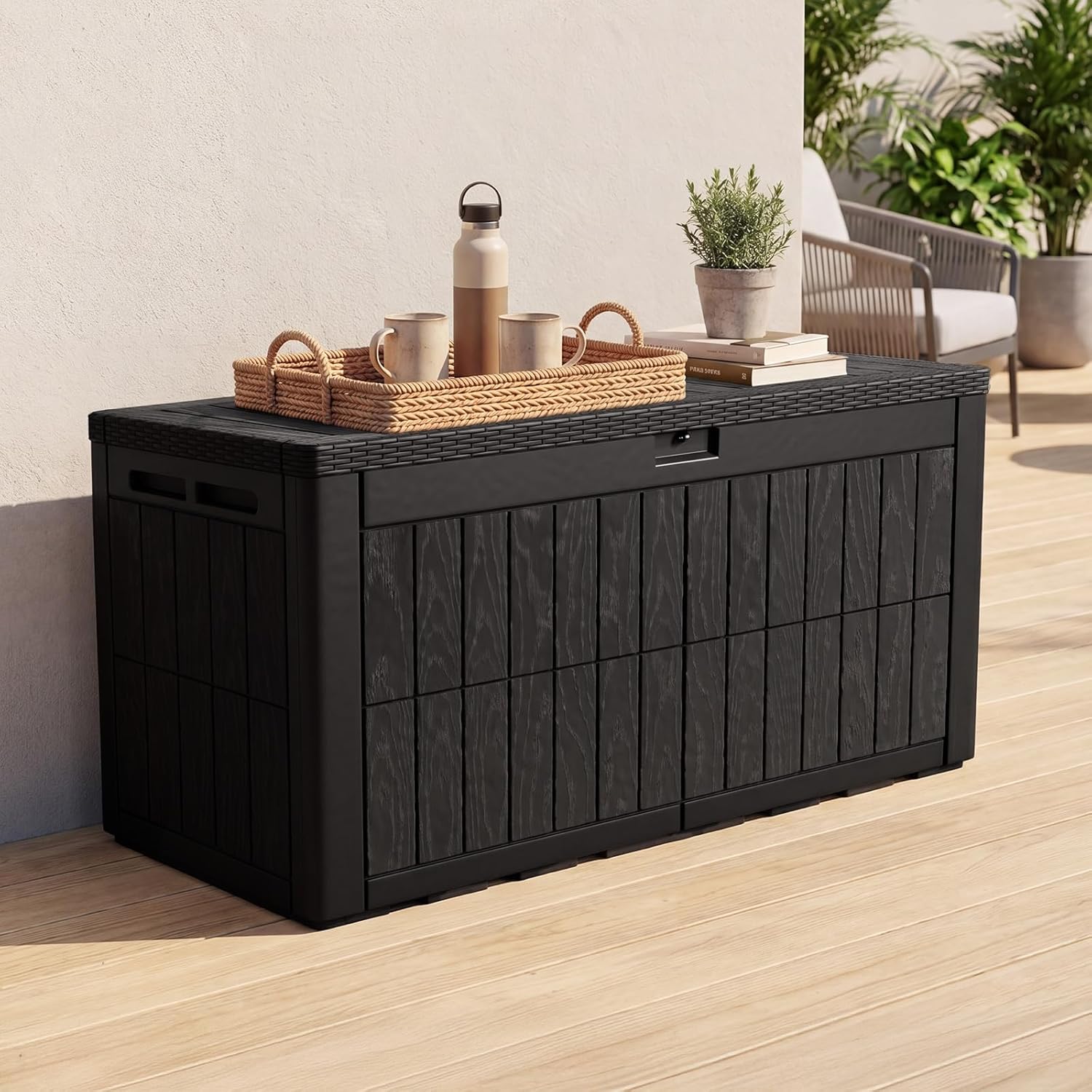 120 Gallon Resin Deck Box, Wea - Outdoor Furniture With Storage For Cushions ulasan dan harga
