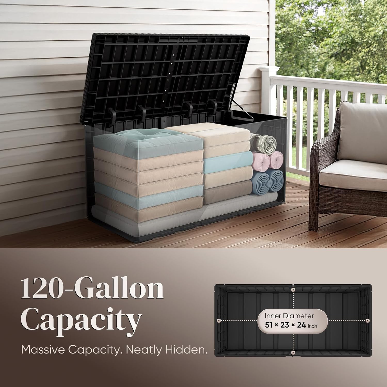 120 Gallon Resin Deck Box, Wea - Outdoor Furniture With Storage For Cushions ulasan dan harga
