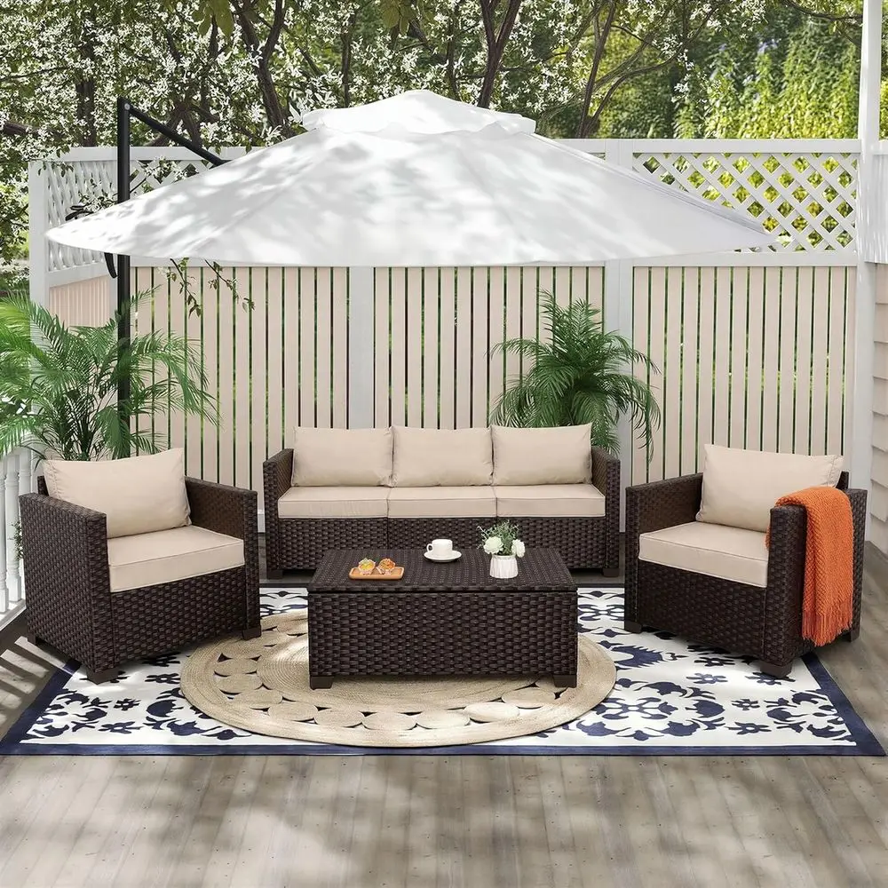 4-Piece Outdoor Patio Furnitur - Outdoor Furniture With Storage For Cushions ulasan dan harga