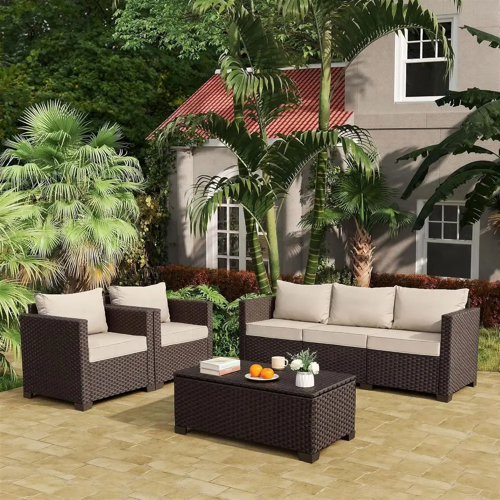 4-Piece Outdoor Patio Furnitur - Outdoor Furniture With Storage For Cushions ulasan dan harga