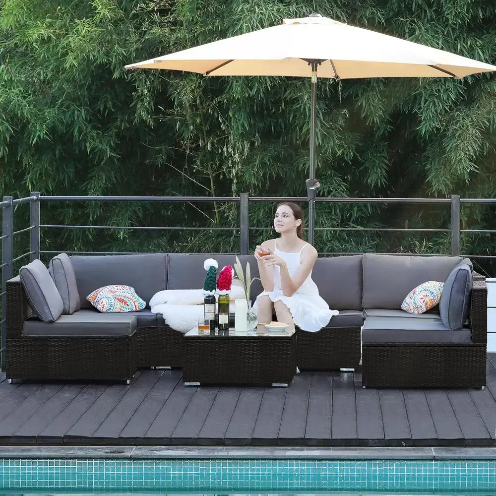All-Weather Outdoor Wicker Sec - Outdoor Furniture Grey ulasan dan harga
