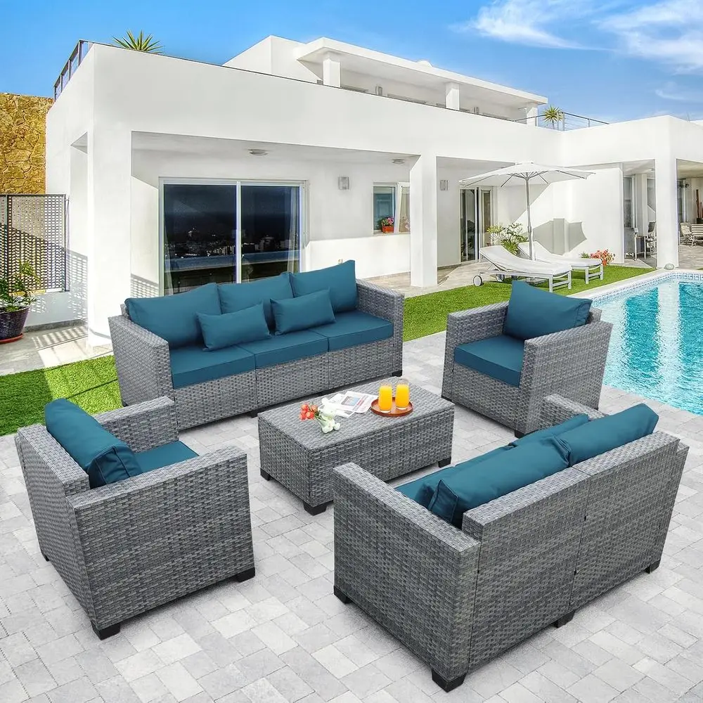 5-Piece Outdoor Wicker Patio F - Outdoor Furniture With Storage For Cushions ulasan dan harga