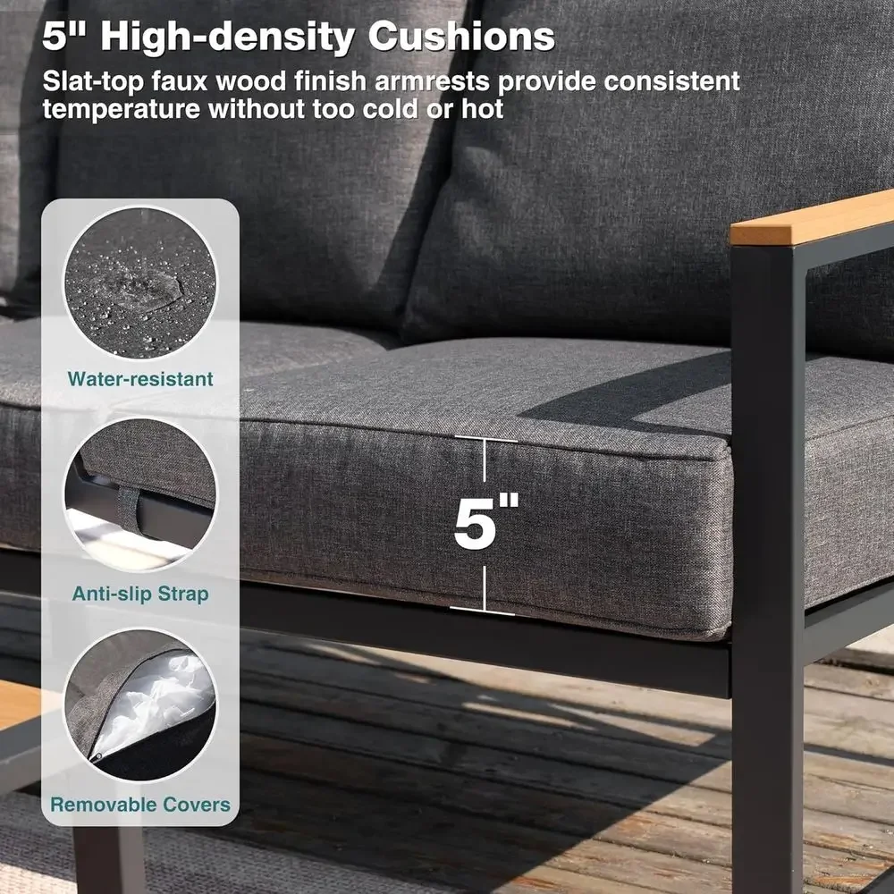 6-Piece Outdoor Sectional Sofa - Outdoor Furniture Grey ulasan dan harga