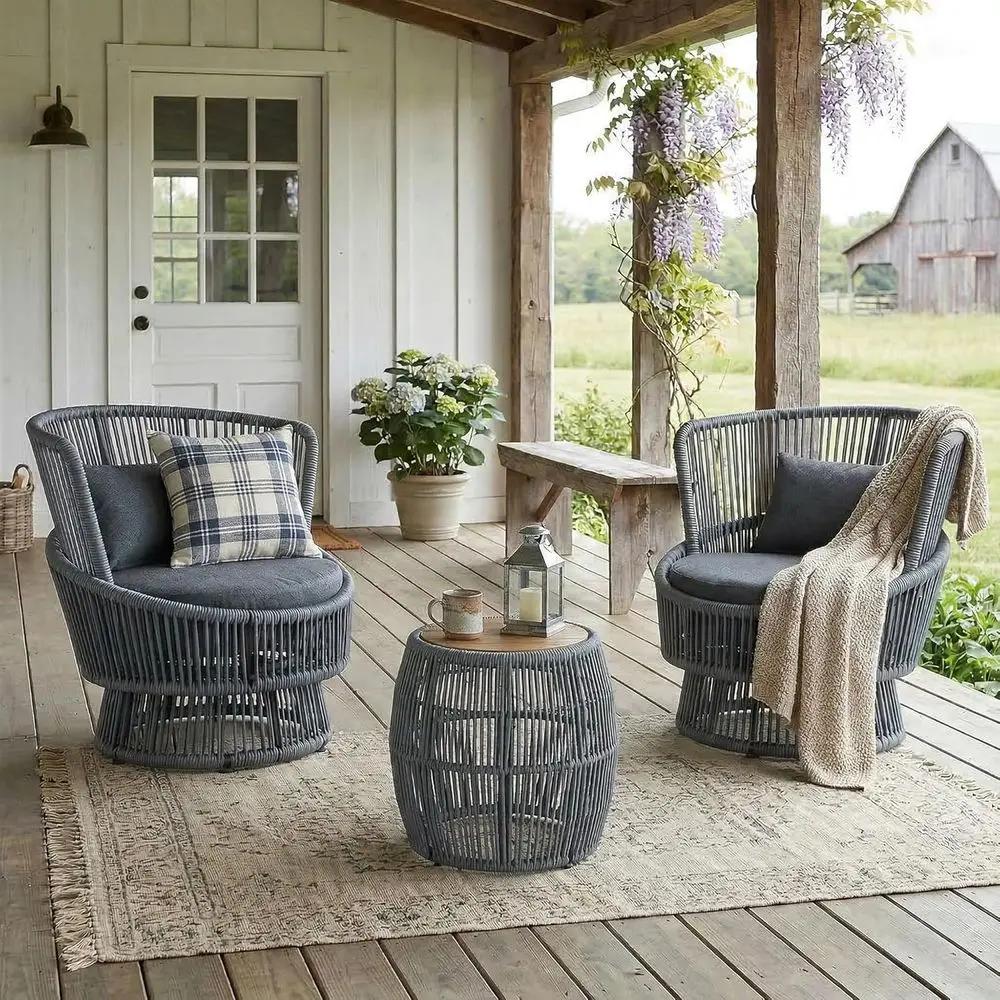 2-Piece Outdoor Swivel Rocker  - Outdoor Furniture Grey ulasan dan harga