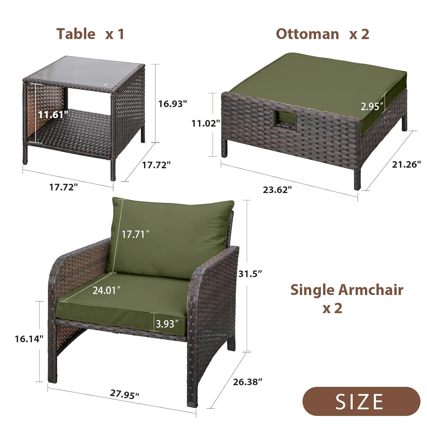 5 Piece PE Rattan Patio Set Ou - Rattan Lounge Set ulasan dan harga