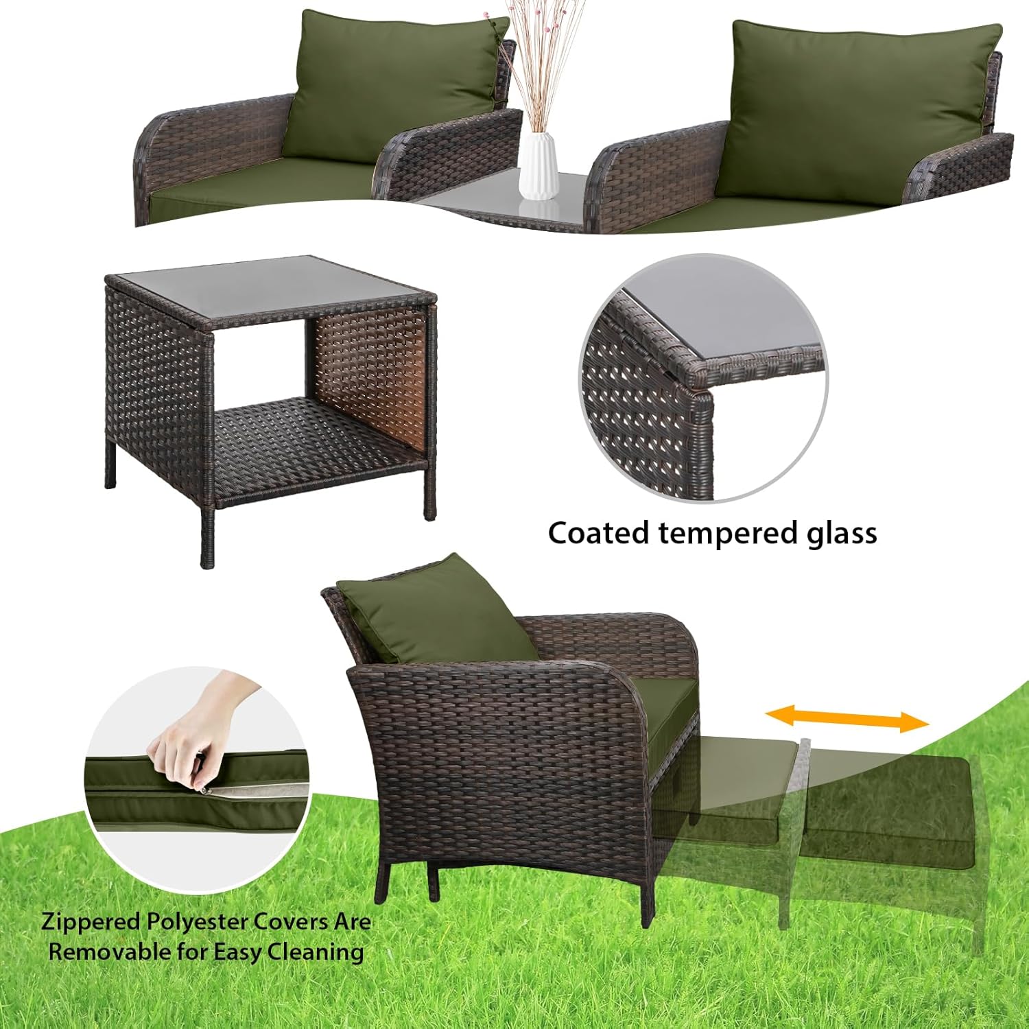 5 Piece PE Rattan Patio Set Ou - Rattan Lounge Set ulasan dan harga
