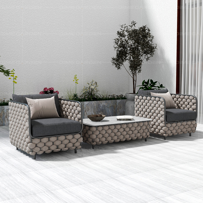 3-Seater Outdoor Rattan Sofa S - Outdoor Furniture Grey ulasan dan harga