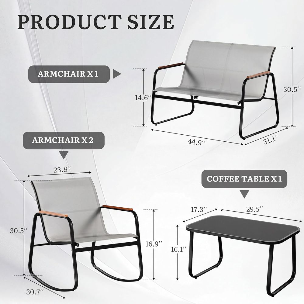 4-Piece Outdoor Patio Furnitur - Outdoor Furniture Grey ulasan dan harga