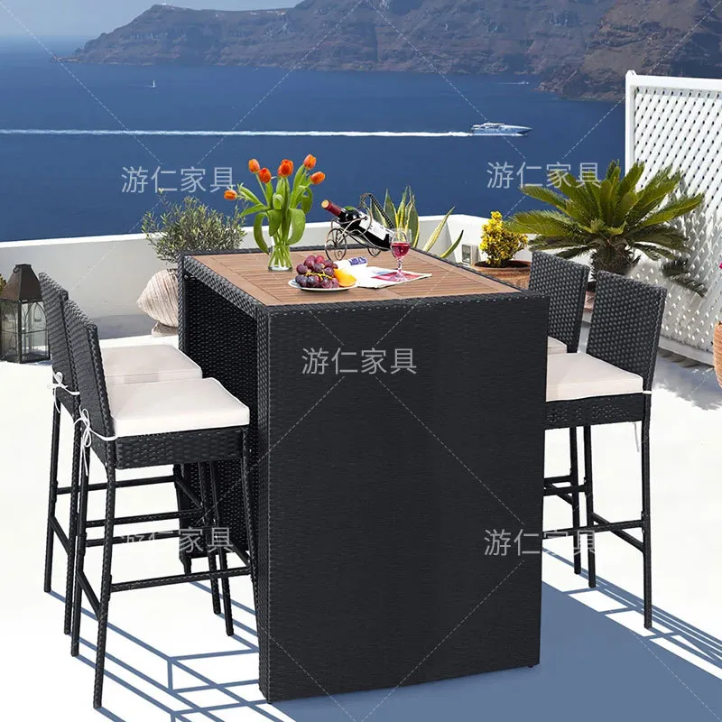 Wicker Rattan Bar Table and Ch - Rattan Lounge Set ulasan dan harga