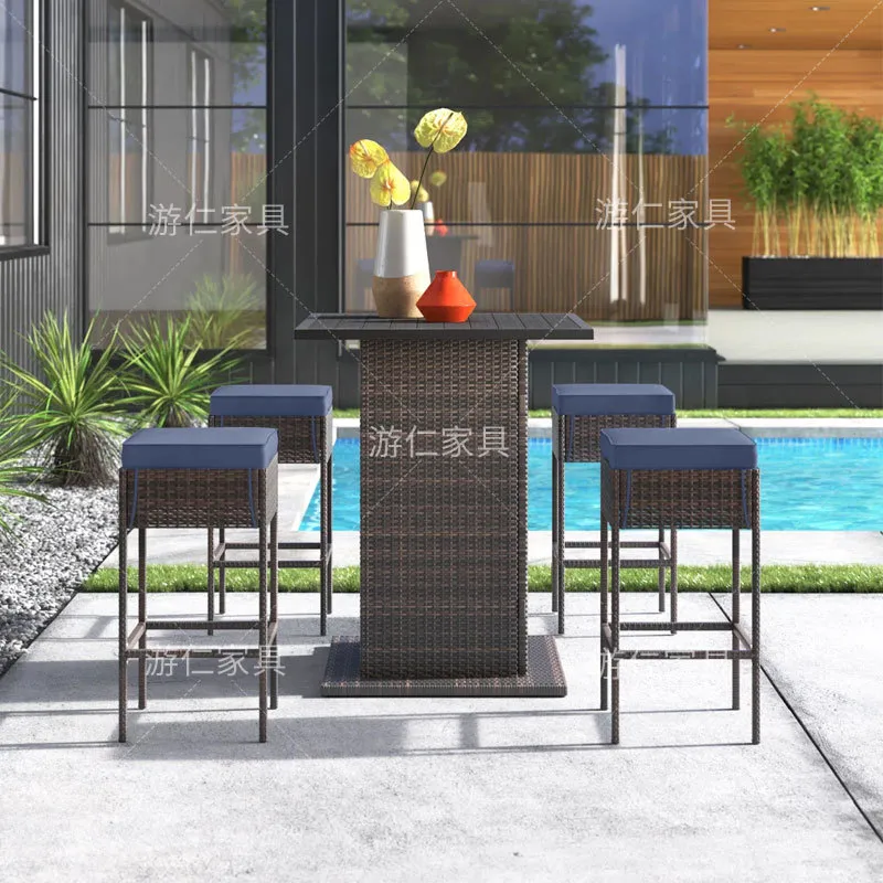 Wicker Rattan Bar Table and Ch - Rattan Lounge Set ulasan dan harga