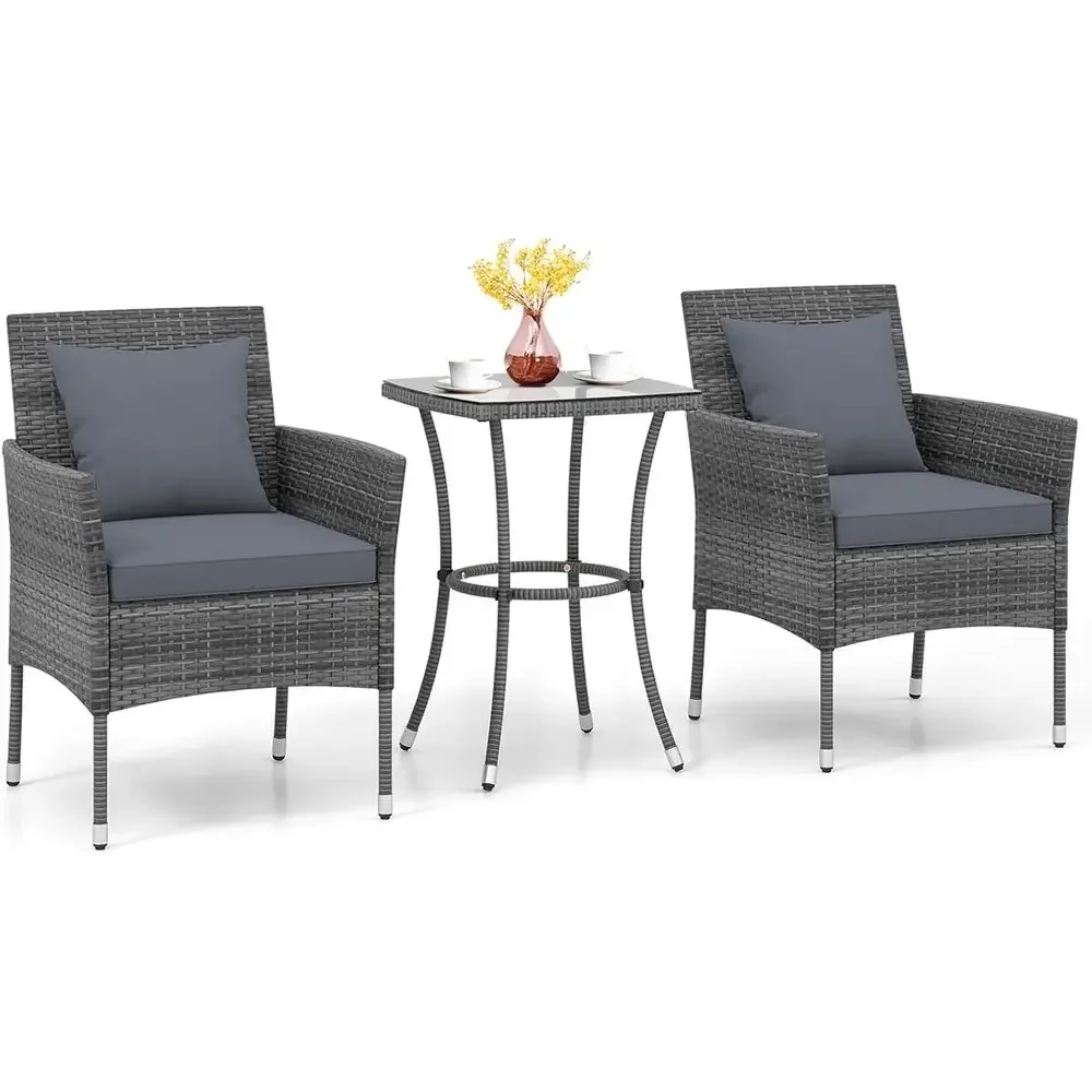 Grey 3-Piece Patio Furniture S - Outdoor Furniture Grey ulasan dan harga
