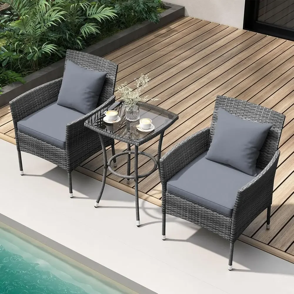 Grey 3-Piece Patio Furniture S - Outdoor Furniture Grey ulasan dan harga