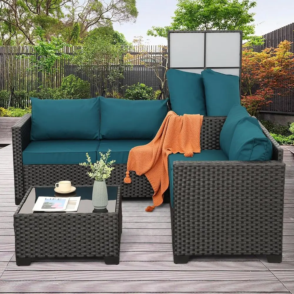 4-Piece Outdoor Patio Furnitur - Outdoor Furniture With Storage For Cushions ulasan dan harga