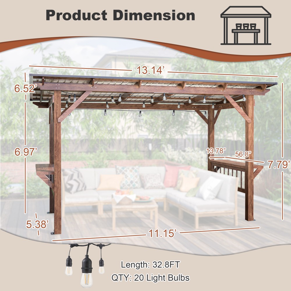 ！@13' X 6.5' Modern Wooden Per - Outdoor Furniture Gazebo ulasan dan harga