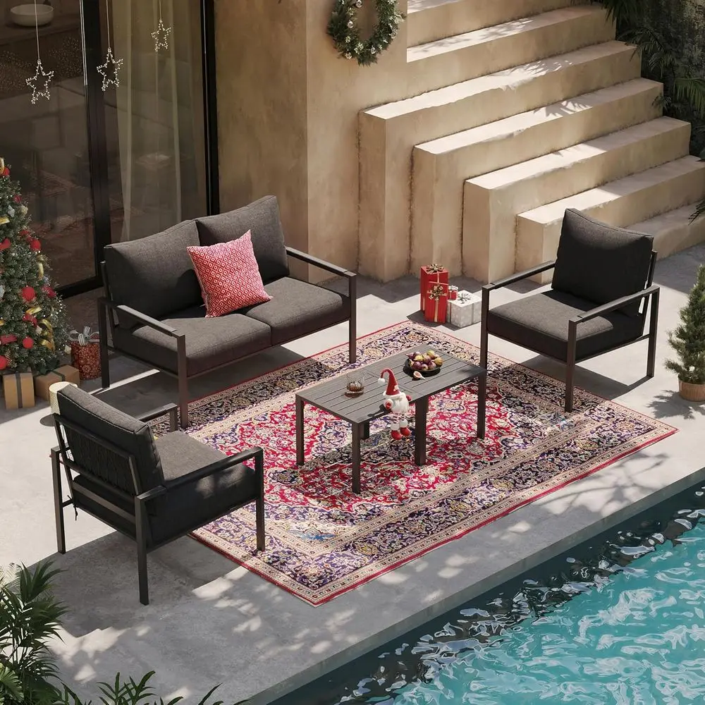 5-Piece Outdoor Patio Furnitur - Outdoor Furniture Grey ulasan dan harga