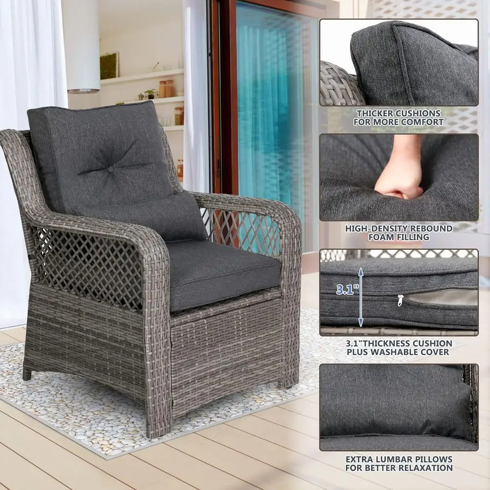 6-Piece Grey Outdoor Wicker Pa - Outdoor Furniture Grey ulasan dan harga